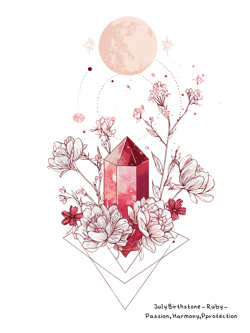 July Ruby Birthstone Birthday Card