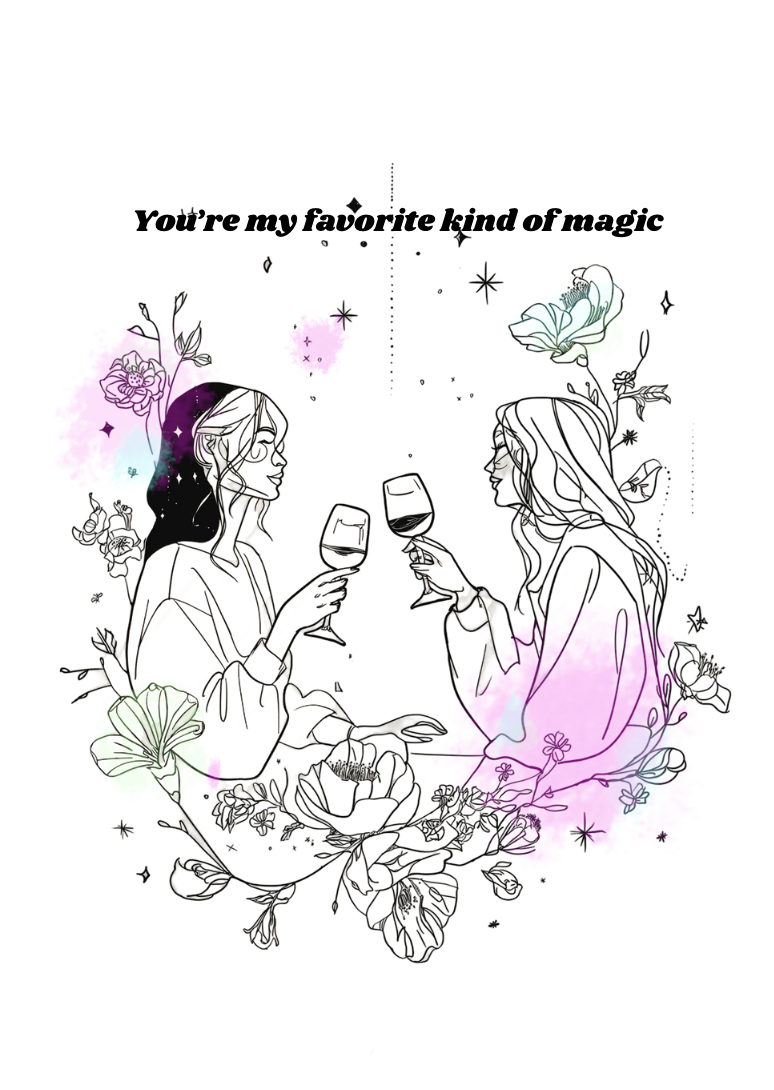 Best Friend Valentine’s/Galentine's Card You’re My Favorite Kind of Magic Wine & Friendship